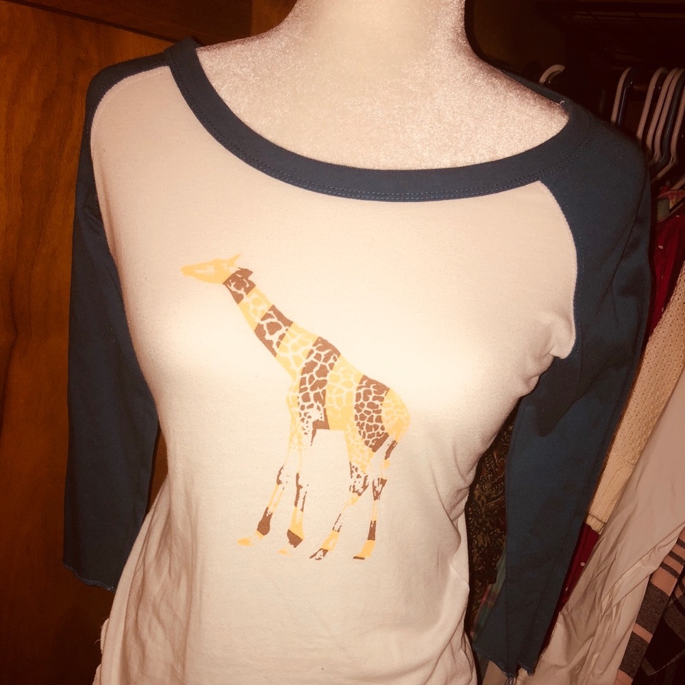 Bitten giraffe baseball tee